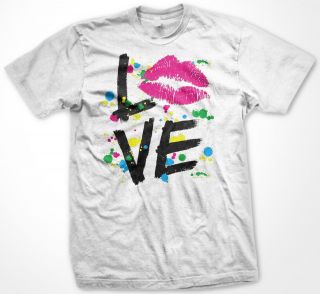 Love Kissing Lips Mens T shirt Colorful Graffiti Spray Paint Punk 