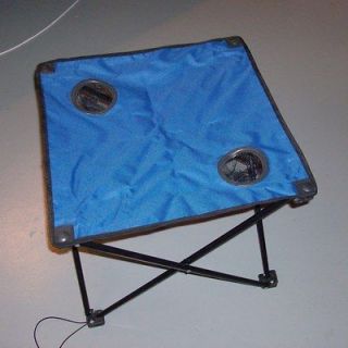 Folding Table Portable Lightweight Aluminum w cup holders BLUE