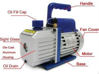 Single Stage 3CFM 1/4HP 5 Pa Rotary Vane Vacuum Pump HVAC Air AC A/C 