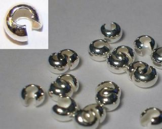 100 Sterling Silver 3mm Crimp Cover Beads