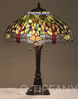 Tiffany Style Stained Glass Lamp Vivid Dragonfly w/ 18 Shade 