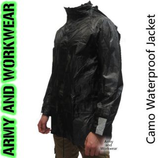 Mens Waterproof Camo Rain Jacket Coat Mac Kagoul Wet Work Army 