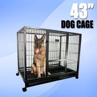 43 Rabbit Dog Pet Cat Bird Crate Cage Thick Heavy Duty Metal Kennel 