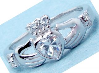Sterling Silver 925 Irish Claddagh Wedding Ring, High Finish Main 