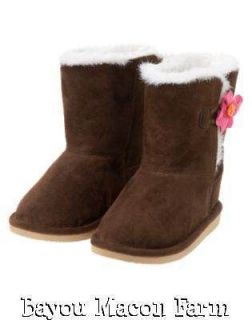 NWT Gymboree WOODLAND FRIENDS Brown Faux Sherpa Flower Boots 3 4 5 6 7 