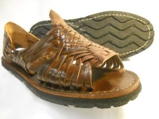 mens LEATHER MEXICAN SANDALS brown HUARACHE made in mexico SHOES *ALL 