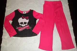   Monster High Doll Pink Skull Flannel Pajamas GIRLS SIZE MEDIUM 7/8