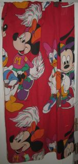 Disney Curtain Panel RED Mickey Minnie Mouse Daisy Donald Duck 42 X 