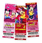 MICKEY MOUSE MINNIE BIRTHDAY PARTY INVITATION TICKET PINK BABIES BABY 
