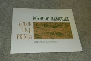   Paul Detlefsen Set of 4 Color Etch Prints Boyhood Memories Portfolio