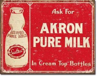 Sealtest Akron Pure Milk Tin Sign Cream Top Bottles