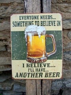 Funny Metal Sign Believe Another Beer Retro Ad Wall Garage Bar Decor 