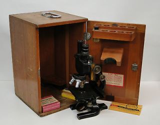 Vintage Spencer Microscope w/ Bausch, Leitz & Spencer Lenses and Box
