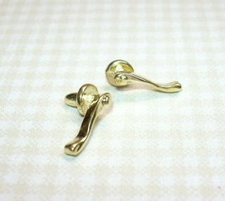 Miniature Pair of Traditional French Door Handles (Gold) DOLLHOUSE 1 