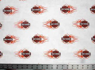 FLAMING SHIELD HARLEY DAVIDSON Logo Quilt Fabric 42 wide x 31 long