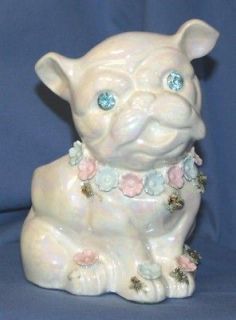 Lefton Planter Collectibles White Puppy Dog Pearlized Lusterware 