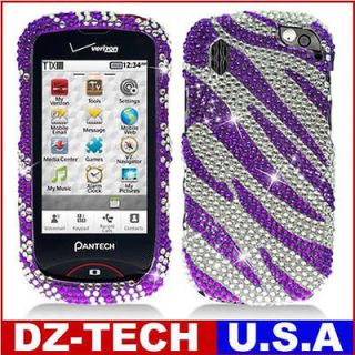 Purple Zebra Bling Hard Case Cover for Verizon Pantech Hotshot 8992 