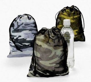   Camouflage Drawstring Bags Loot Goody Camo Party Favor Army Sack Lot