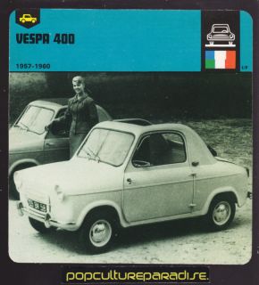 1957 1962 VESPA 400 Car PICTURE 1978 AUTO RALLY CARD