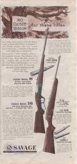 1954 SAVAGE MODEL 99 LEVER ACTION RIFLE AND MODEL 340 BOLT ACTION 