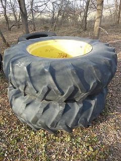   USED 18.4x34 Firestone 9 Bolt Hubs with 3 3/8 Axle Tractor Tires #23