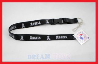 MLB Anaheim Angels Black Lanyard Key Chain/ Baseball