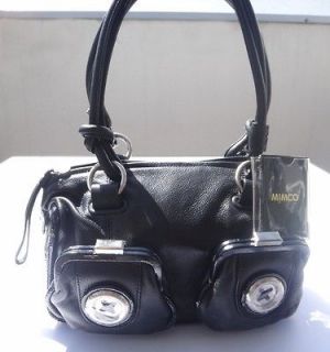MIMCO Black Leather Mini Metal Button Zip Top Bag RRP $399 Handbag