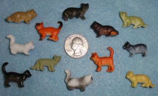 Set of MINIATURE tiny plastic toy or craft CATS~LOT 12