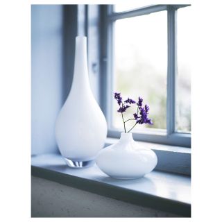   Glass Vases, SALONG White Vase, Unique Mouth Blown Modern Vase, New