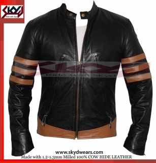 Men Wolverine Origins Biker style Leather Motorcycle black Jacket