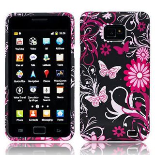   BLACK PINK BUTTERFLY FLOWER SILICONE GEL MOBILE PHONE CASE COVER