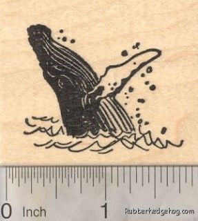 Humpback Whale Rubber Stamp, Whale Breaching Water G18522 WM