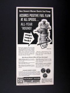 Stewart Warner Electric Fuel Pump 1958 print Ad advertisement
