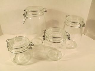 pc Set Clear Glass Canister Set   Latch Type Sealable Lids   Well 