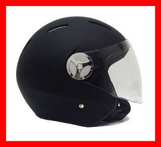 NEW DOT Motorcycle Moped Open Face Helmet Jet Pilot   Black Rubber 
