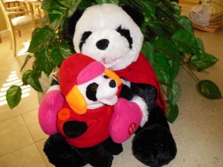 Chantilly Lane Panda Bear Mom & Child singing duet Winter, Holiday 