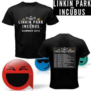 NEW INCUBUS LINKIN PARK TOUR 2012 DOUBLE SIDE BLACK TEE SHIRT S,M,L,XL 
