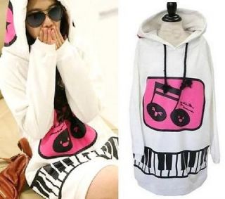USD J33 Korean Women Music Printing Hoodie Sweater Outwear Coat ~Pink 