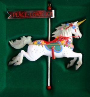 Carousel Unicorn 1986 Silver Box Enesco Christmas Ornament 551252