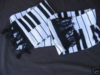 Music SCARF Black & White PIANO Keyboard Great Music Gift 66 X 8.5 