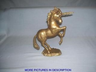 Unicorn Figurine Solid Brass Vintage 9 Tall x 7 1/2 Wide on Base 