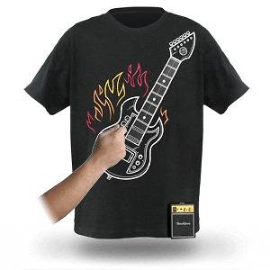Black Playable Electronic Guitar T Shirt w/ Amplifier **GREAT GIFT 