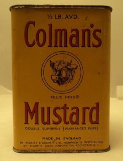 Vintage Colmans Mustard 2 OZ. Tin, Spice, Seasoning