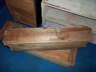 Vintage Wooden UN Ammo Box 4 Cannon Ammunition Explosive Projectile 
