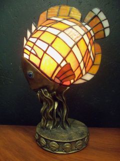 Clown Fish Lamp Night Light Stained Glass 8L 5W 13H