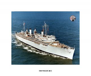 USS VULCAN AR 5 , ca.1990  US Naval Ship, USN Navy Photo Print