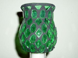 Bright Green Night Light * Green Glass Mosaic * Wall Plug * NEW