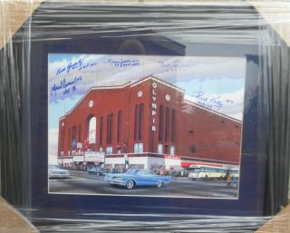 FRAMED Olympia Stadium autographed by 5 Red Wings HOFers 16x20 Ted 