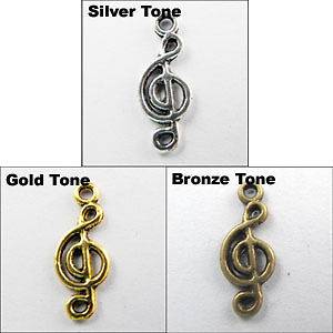 50Pcs Tibetan Silver,Gold,Bronze Tone 2 Sided Note Charms Pendants 7 