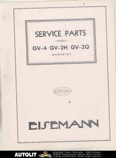 1932 Eisemann Type GV4 GV2H GV2Q Automobile Truck Magneto Parts List 